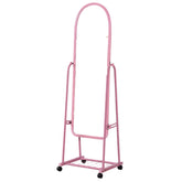 Huitich rotatable floor mirror with wheels in pink floor mounted design for easy mobility